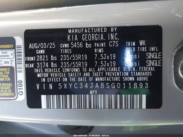 5XYC34JA8SG011893 KIA Ev6 Light Long Range