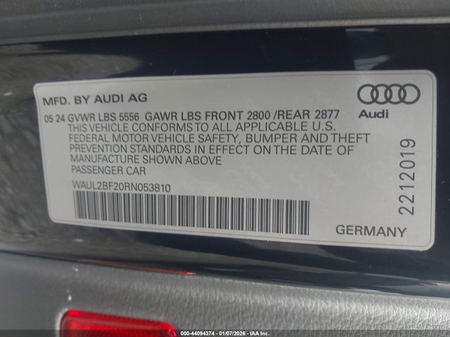 44094374 :رقم المزاد ، WAUL2BF20RN053810 vin ، 2024 Audi A6 Premium Plus 55 Tfsi Quattro S Tronic مزاد بيع