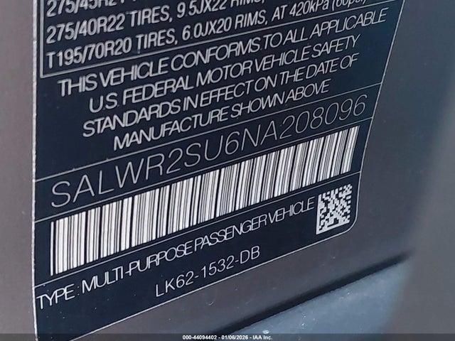 SALWR2SU6NA208096 Land Rover Range Rover Sport Hse Silver Edition Mhev