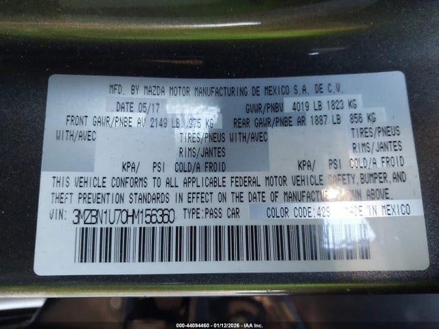 3MZBN1U70HM156360 Mazda Mazda3 Sport