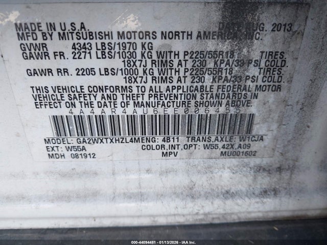 2014 MITSUBISHI OUTLANDER SPORT 4A4AR4AU6EE006455 Photo 8