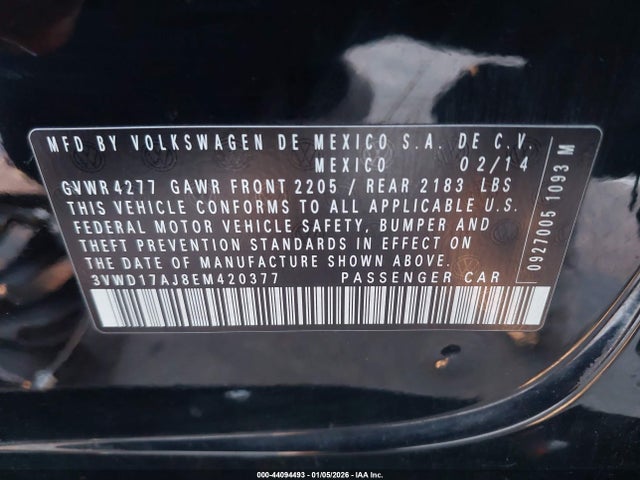 3VWD17AJ8EM420377 Volkswagen Jetta 1.8t Se