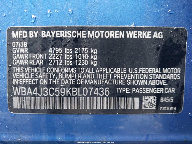 2019 BMW 430I GRAN COUPE WBA4J3C59KBL07436 Photo 8