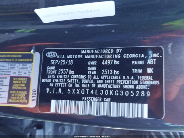 5XXGT4L30KG305289 KIA Optima Lx