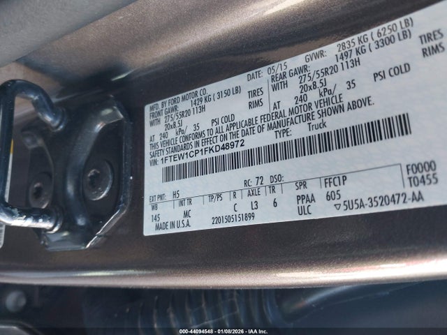 Ford F-150 Lariat/xl/xlt 2015 1FTEW1CP1FKD48972 Image 9