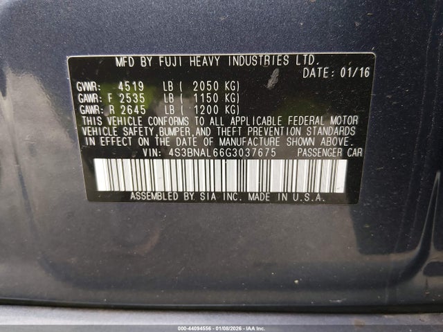 Subaru Legacy 2.5i Limited 2016 4S3BNAL66G3037675 Image 9