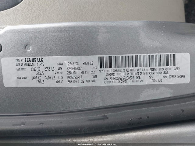 2C4RC1BG2GR230878 Chrysler Town &amp; Country Touring
