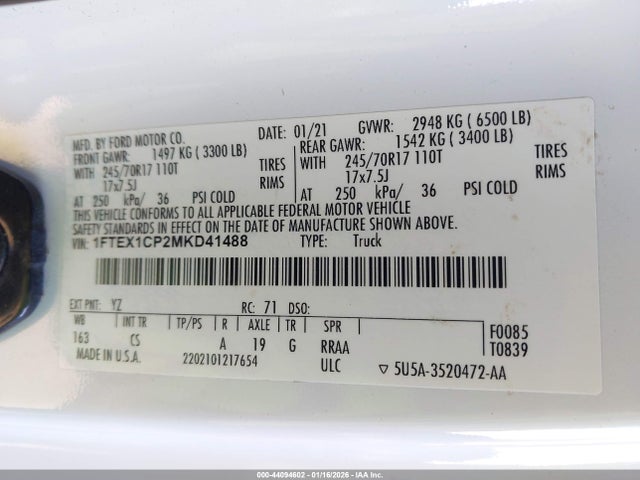 Ford F-150 Xl 2021 1FTEX1CP2MKD41488 Image 9
