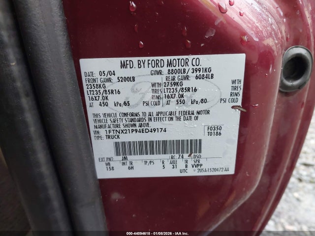 2004 FORD F-250 1FTNX21P94ED49174 Photo 8