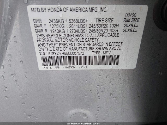2020 ACURA MDX 5J8YD3H55LL007572 Photo 8