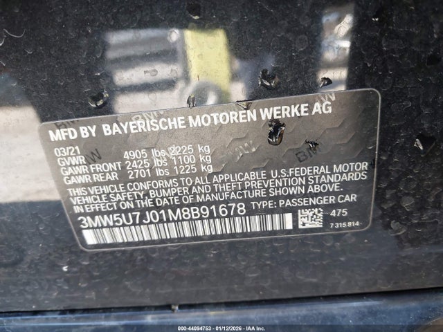 2021 BMW 3 SERIES 3MW5U7J01M8B91678 Photo 8