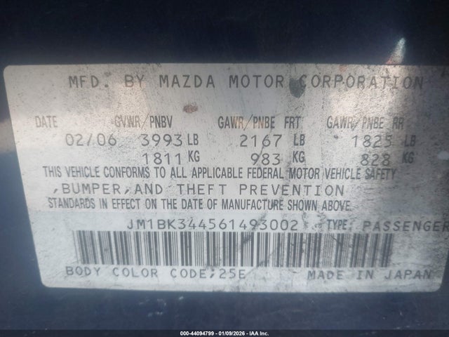 2006 MAZDA MAZDA3 JM1BK344561493002 Photo 8