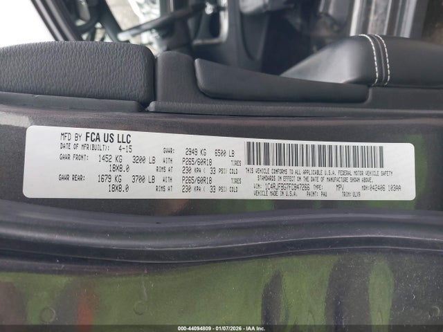 2015 JEEP GRAND CHEROKEE 1C4RJFBG7FC847266 Photo 8