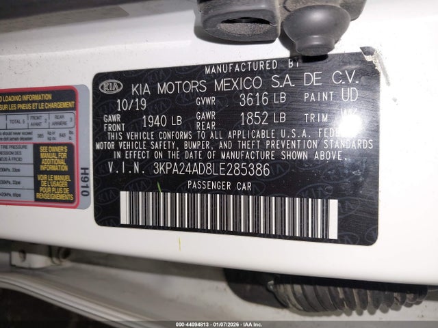 3KPA24AD8LE285386 KIA RIO LX