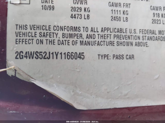 2000 BUICK CENTURY 2G4WS52J1Y1166045 Photo 8