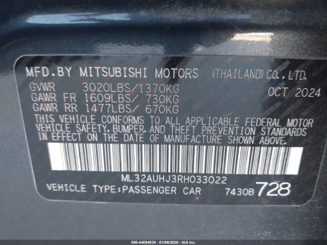 2024 MITSUBISHI MIRAGE ML32AUHJ3RH033022 Photo 8
