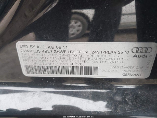 2011 AUDI A4 WAUBFAFL6BN054453 Photo 8