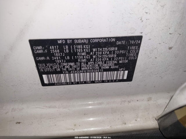 4S4GUHF61R3836615 Subaru Crosstrek Sport