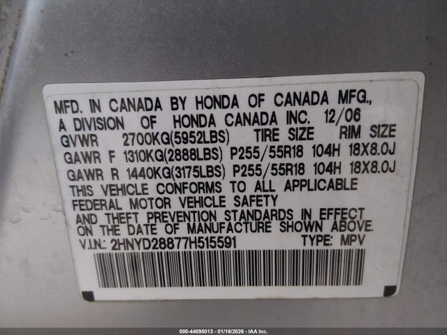 2007 ACURA MDX 2HNYD28877H515591 Photo 8