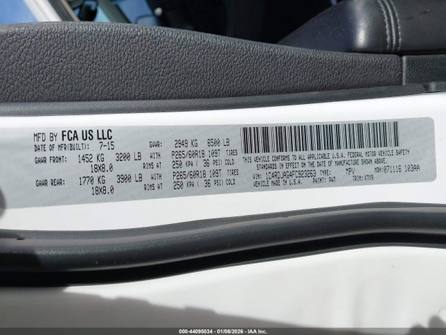 Dodge Durango 2015 1C4RDJAG4FC923263 Image 9