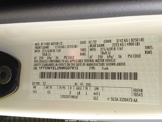 2022 FORD F-150 LIGHTNING 1FTVW1EL2NWG07812 Photo 8