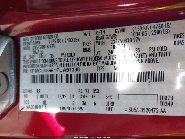 2015 FORD ESCAPE 1FMCU0G91FUA57388 Photo 8