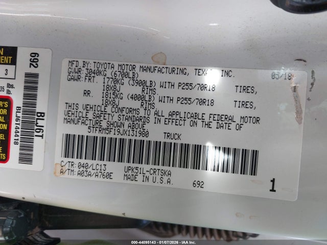 5TFRM5F19JX131980 Toyota Tundra Sr 4.6l V8