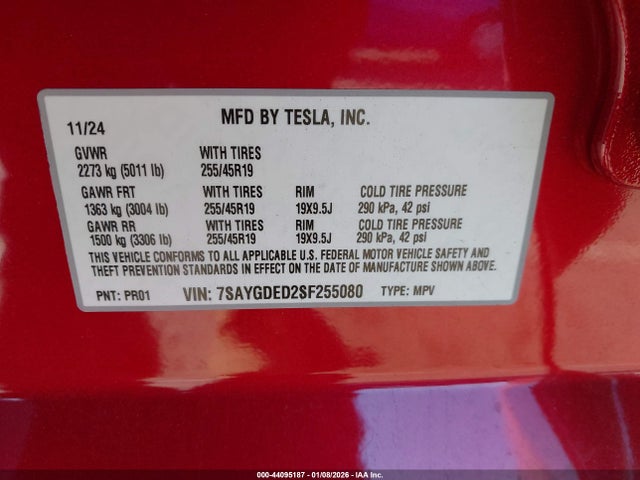 2025 TESLA MODEL Y 7SAYGDED2SF255080 Photo 8
