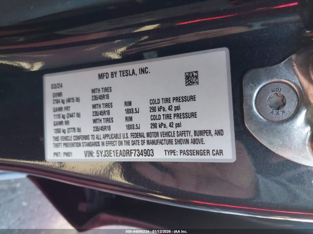 2024 TESLA MODEL 3 5YJ3E1EA0RF734903 Photo 8