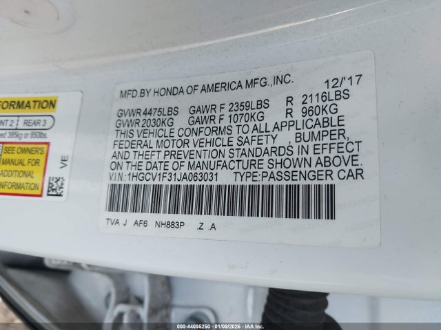 1HGCV1F31JA063031 Honda Accord Sport