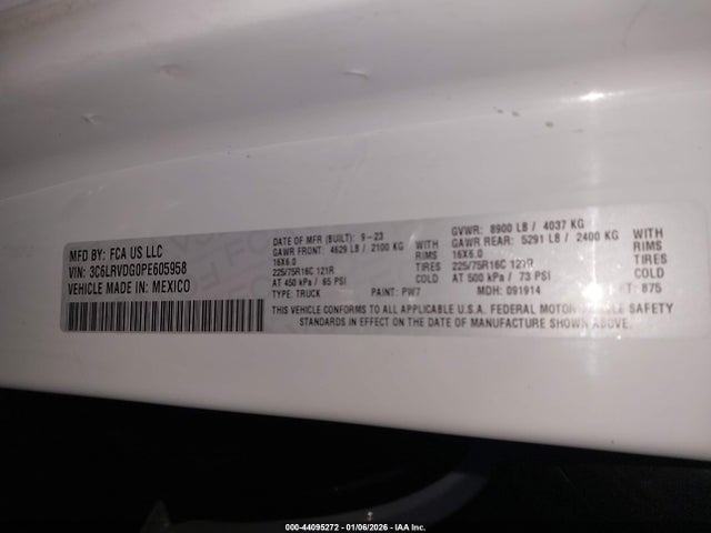 2023 RAM PROMASTER 2500 3C6LRVDG0PE605958 Photo 8