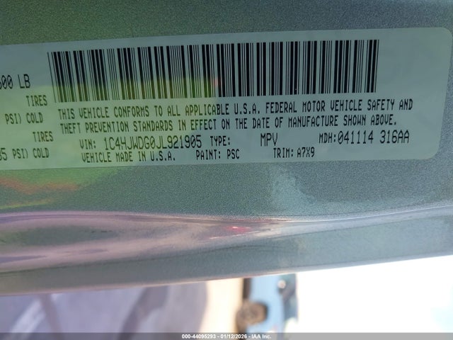 1C4HJWDG0JL921905 Jeep Wrangler Jk Unlimited Sport S 4x4