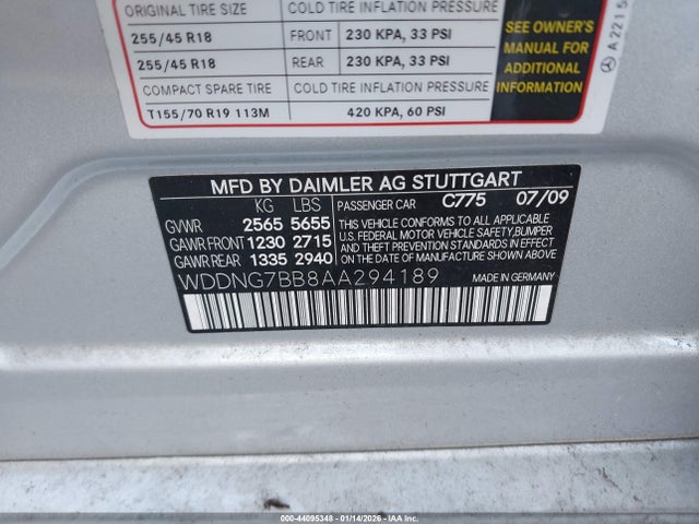 2010 MERCEDES-BENZ S 550 WDDNG7BB8AA294189 Photo 8