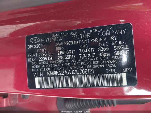 KM8K22AA1MU706121 Hyundai Kona Sel