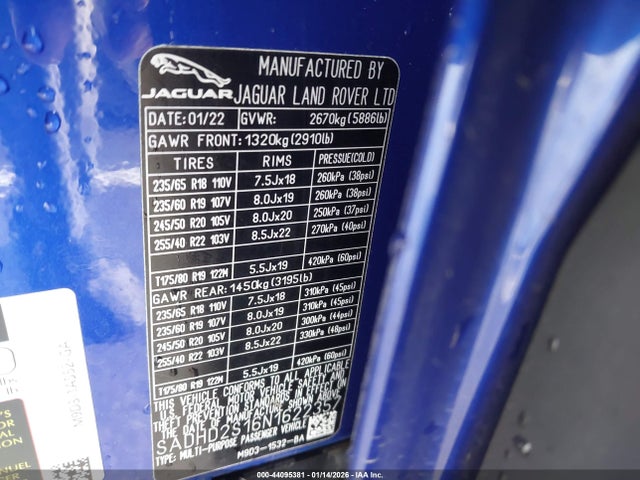 2022 JAGUAR I-PACE SADHD2S16N1622357 Photo 8