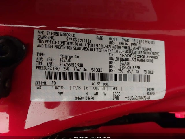 Ford FOCUS SE 2016 1FADP3F29GL319080 Image 9