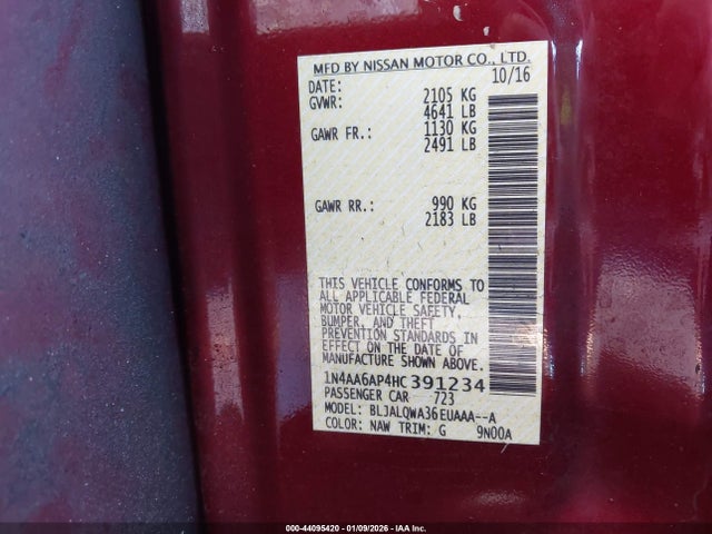 1N4AA6AP4HC391234 Nissan Maxima 3.5 S