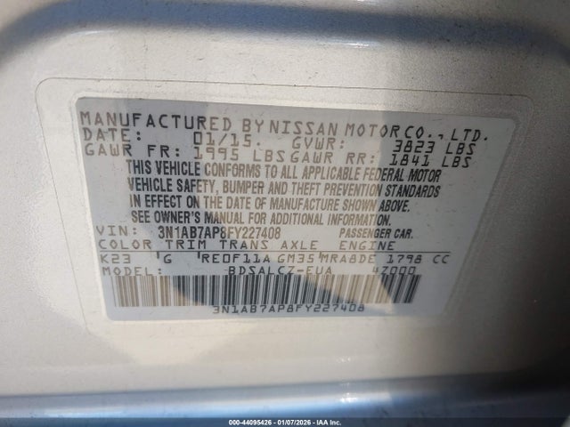 3N1AB7AP8FY227408 Nissan SENTRA S