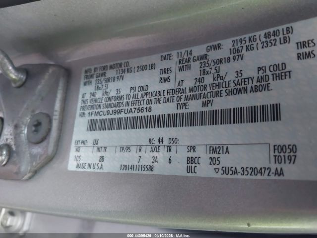 2015 FORD ESCAPE 1FMCU9J99FUA75618 Photo 8