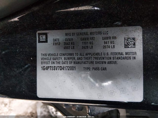2013 Buick Verano Premium Group მანქანა იყიდება აუქციონზე, vin: 1G4PT5SV7D4172001, აუქციონის ნომერი: 44095491