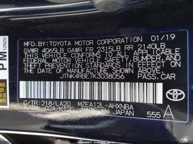 2019 TOYOTA COROLLA JTNK4RBE7K3038056 Photo 8