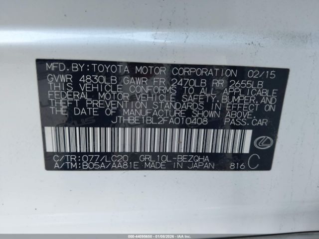 2015 LEXUS GS 350 JTHBE1BL2FA010408 Photo 8