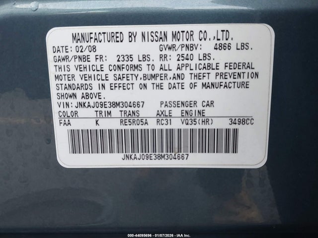 2008 INFINITI EX35 JNKAJ09E38M304667 Photo 8
