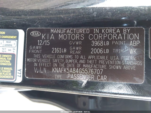 Aukcja sprzedaży 2016 Kia Forte Lx, vin: KNAFK5A84G5576707, numer aukcji: 44095751