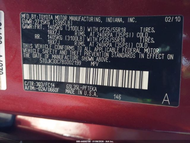 2011 TOYOTA SIENNA 5TDJK3DC7BS002199 Photo 8