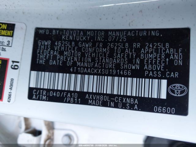 2025 TOYOTA CAMRY 4T1DAACKXSU191466 Photo 8