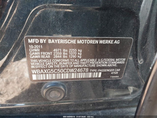 2012 BMW 528I WBAXG5C50CDW24678 Photo 8