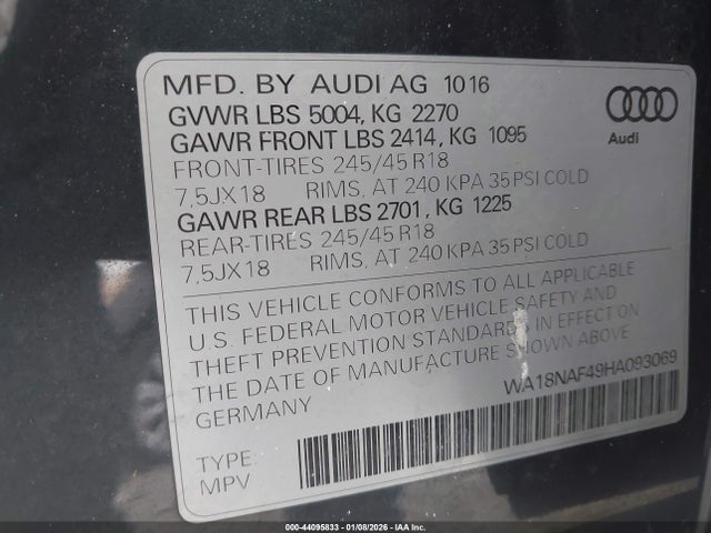 2017 AUDI A4 ALLROAD WA18NAF49HA093069 Photo 8