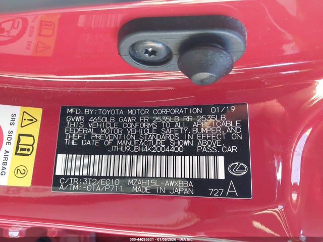 Lexus UX 250H 2019 JTHU9JBH4K2004400 Image 9