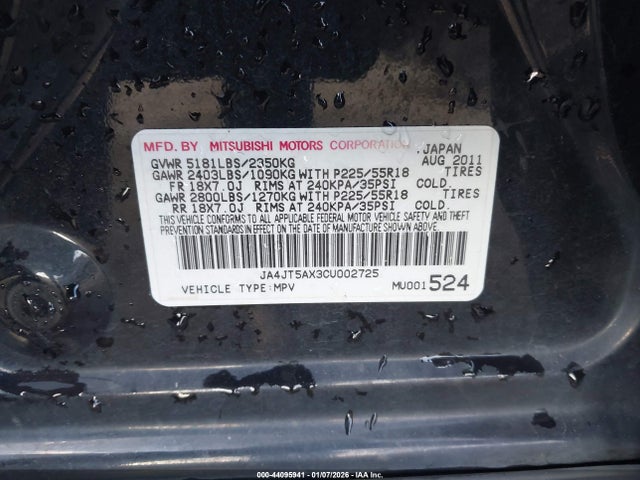 2012 MITSUBISHI OUTLANDER JA4JT5AX3CU002725 Photo 8